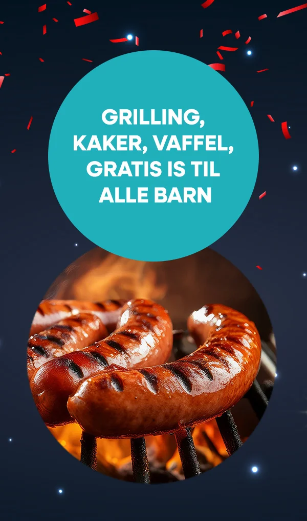Grilling, kaker, vaffel, gratis is til alle barn