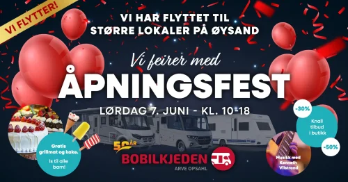 Vi har flyttet til større lokaler på Øysand. Vi feirer med åningsfest lørdag 7. juni - kl. 10-18