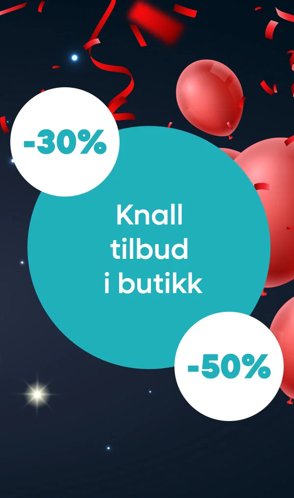 Knall tilbud i butikk. -30% til -50%